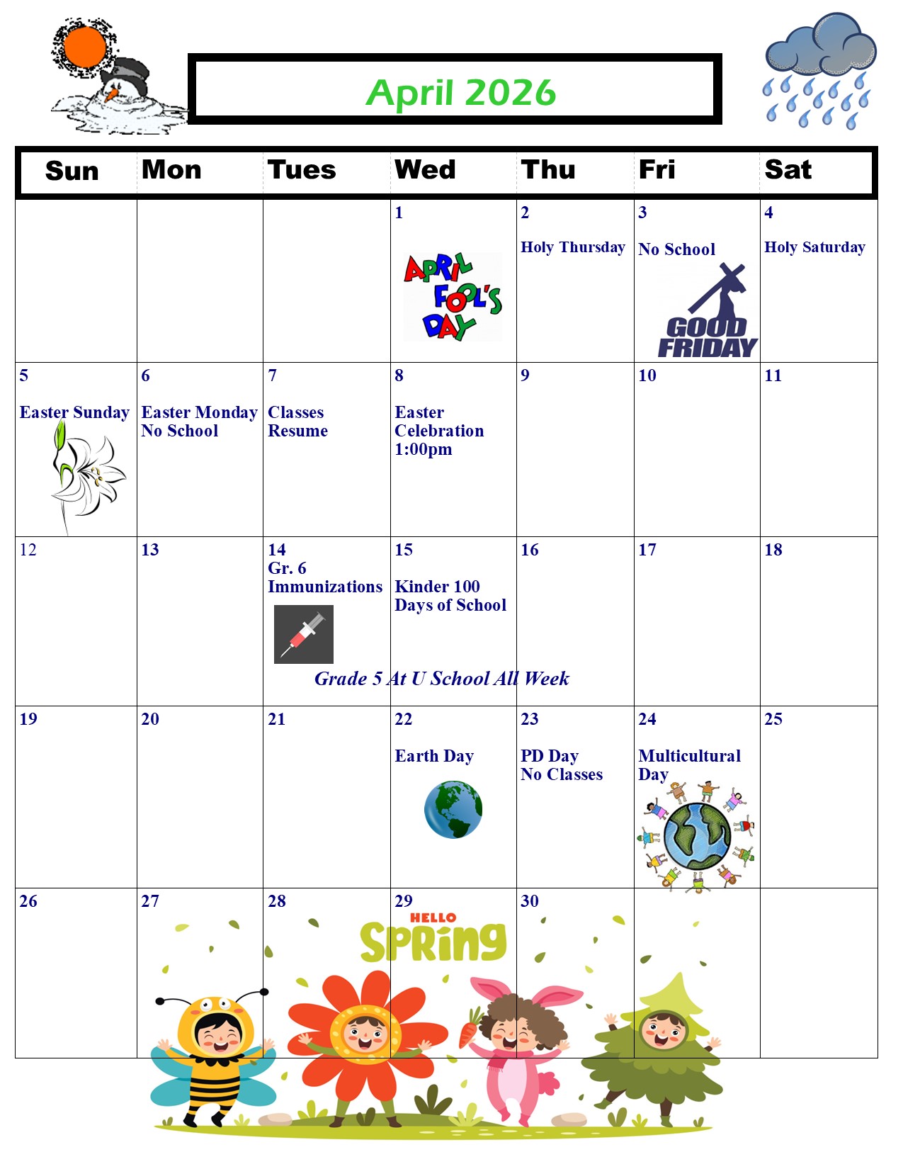 April calendar